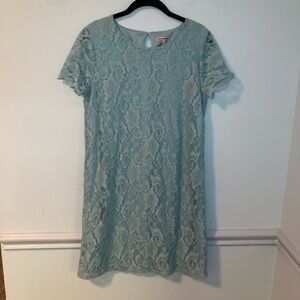 Juicy Couture Blue Floral Laced Short Sleeve Dress Size Large